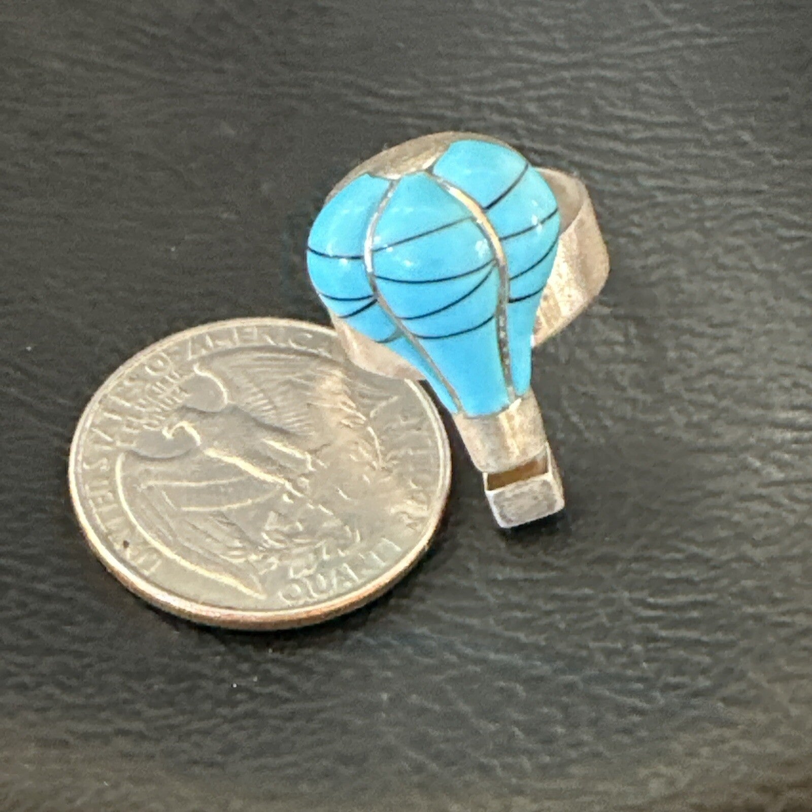 Navajo Blue Turquoise Balloon Inlay Band Ring Sz 6.5 18189