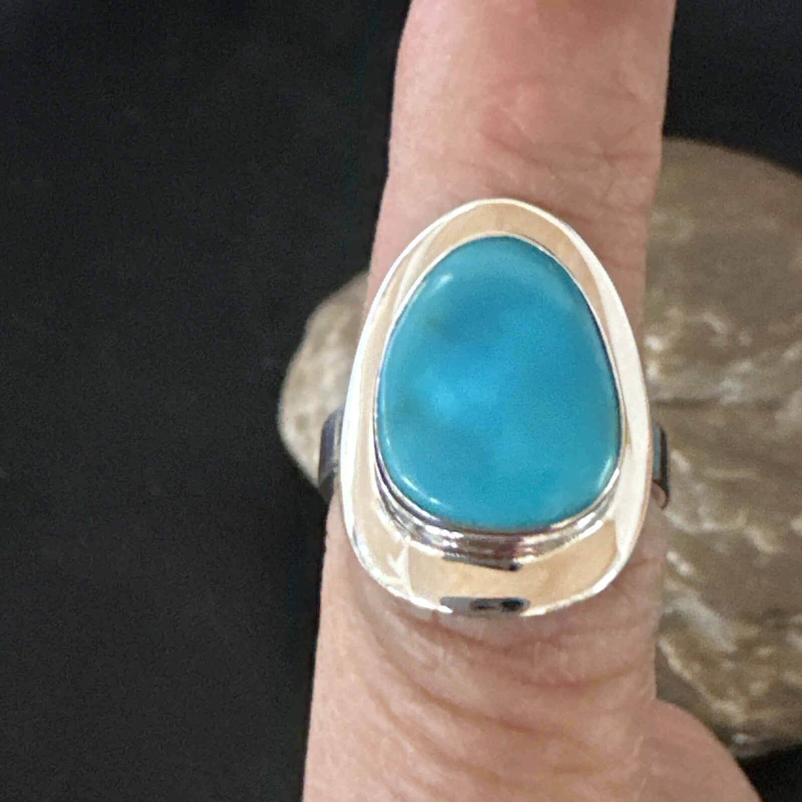 Southwestern Sterling Silver Blue Kingman Turquoise Ring Size 7 18508
