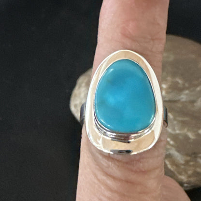 Southwestern Sterling Silver Blue Kingman Turquoise Ring Size 7 18508