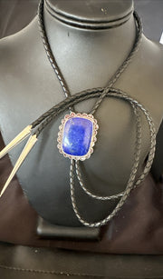 Men's Blue Lapis Lazuli Navajo Bolo Tie | Sterling Silver | Authentic Native American Handmade | 18660