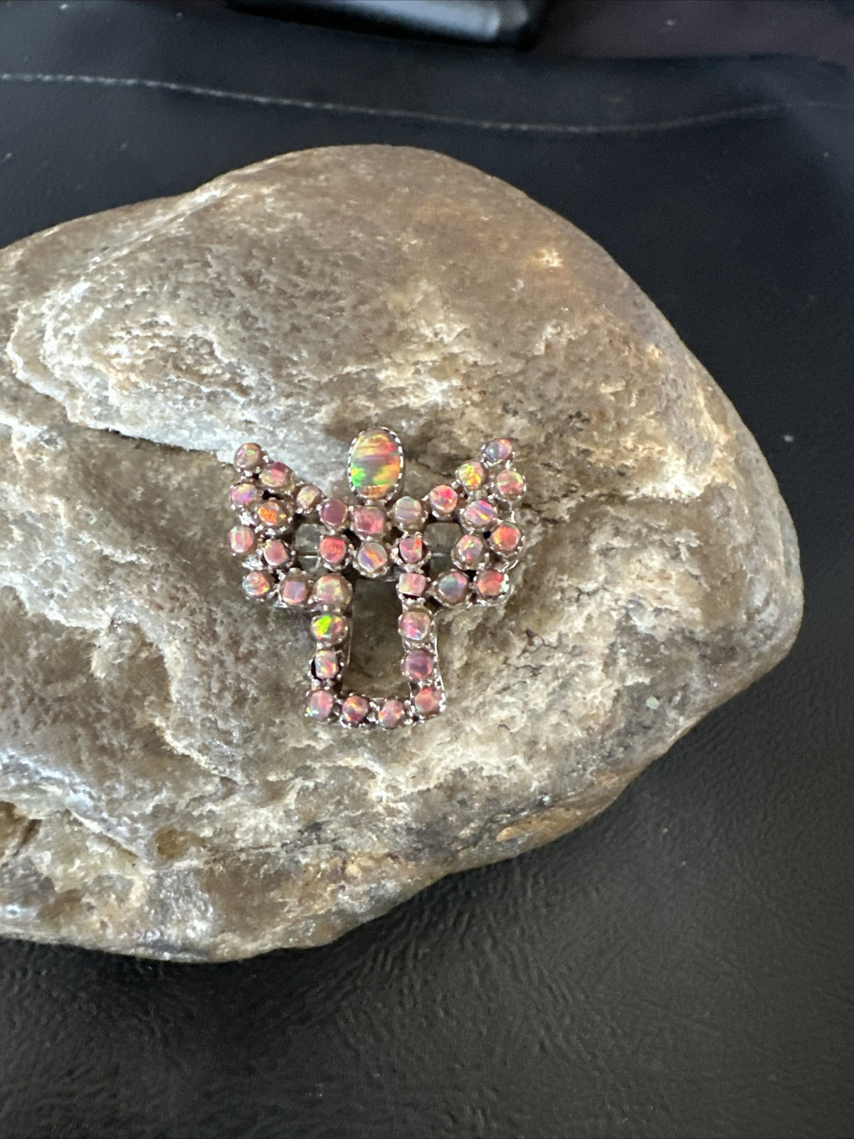 Womens Red Opal Navajo Sterling Silver Butterfly Angel Pin Pendant 18157