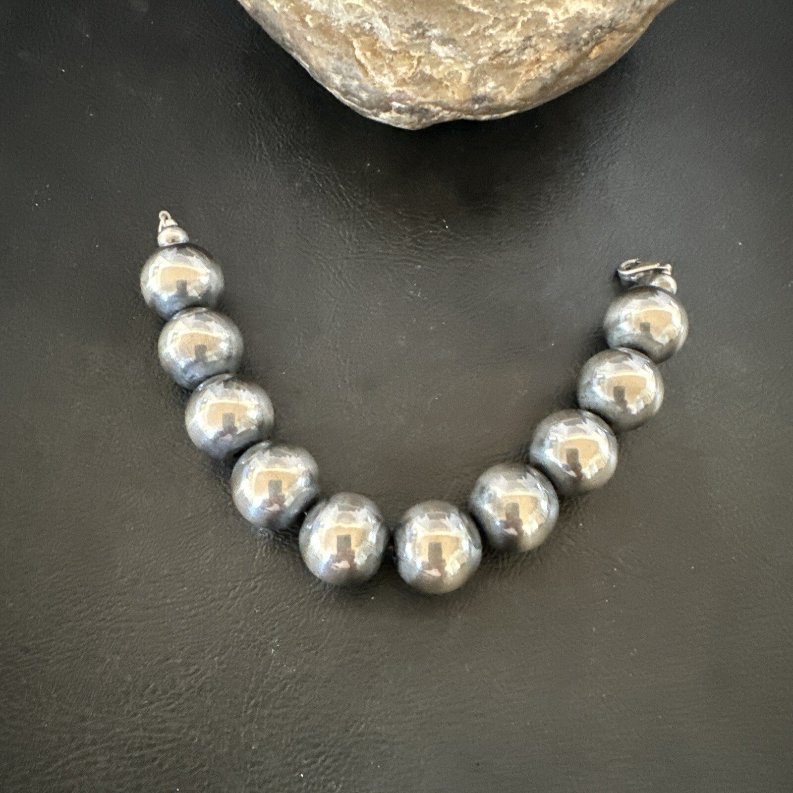 16mm Round Beads 7” Sterling Silver Beads Bracelet 17163