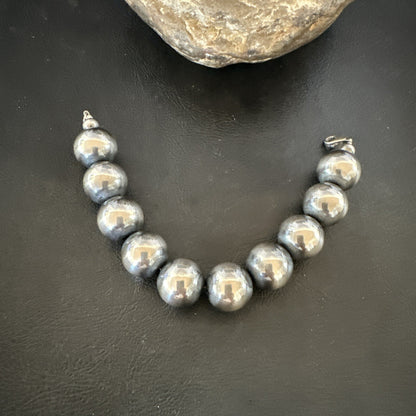 16mm Round Beads 7” Sterling Silver Beads Bracelet 17163