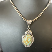 Men's Blue Turquoise#8 Pendant Navajo Necklace | Sterling Silver | Authentic Native American Handmade | 18078