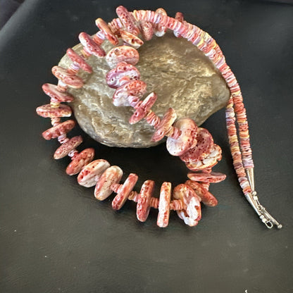 Purple Spiny Oyster Heishi Navajo Sterling Silver Necklace 24” 17781