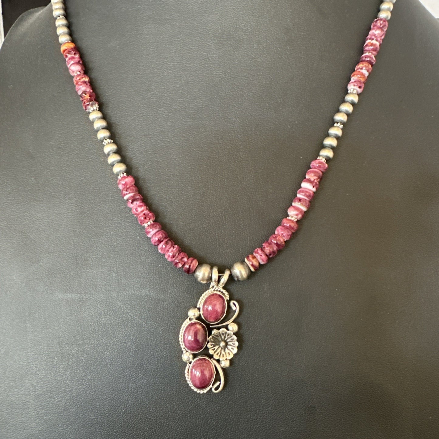 Sterling Purple Spiny Sugilite Pendant Navajo Silver Necklace 19608
