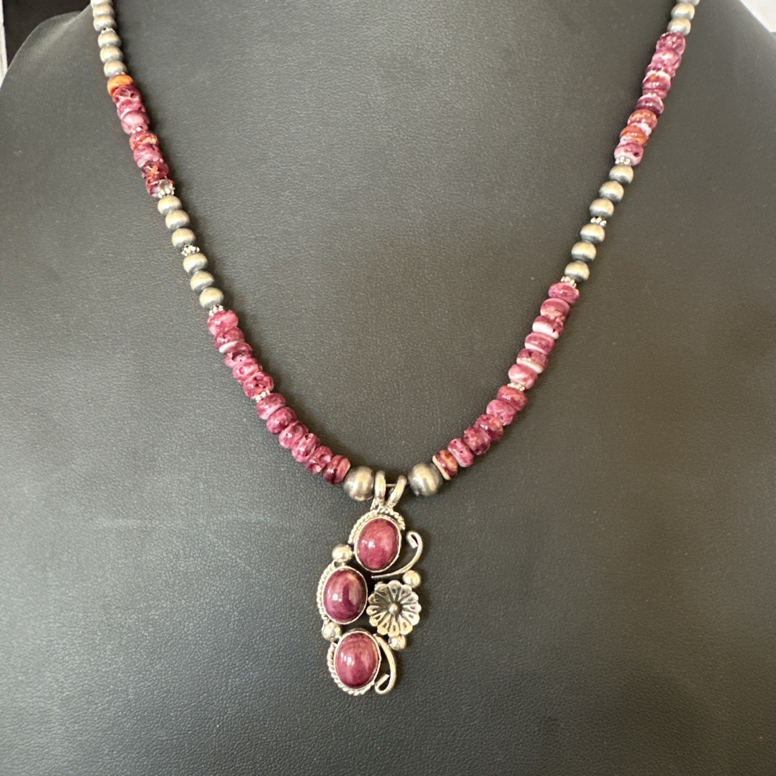 Sterling Purple Spiny Sugilite Pendant Navajo Silver Necklace 19608