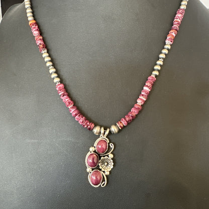 Sterling Purple Spiny Sugilite Pendant Navajo Silver Necklace 19608