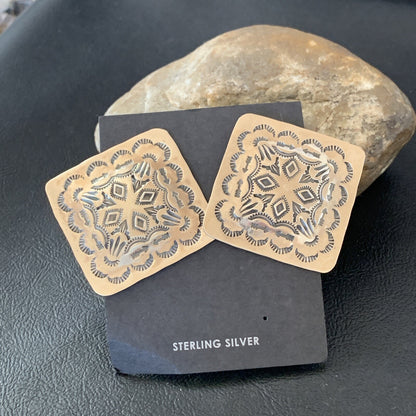 Sterling Silver Earrings Womens Navajo 01668N