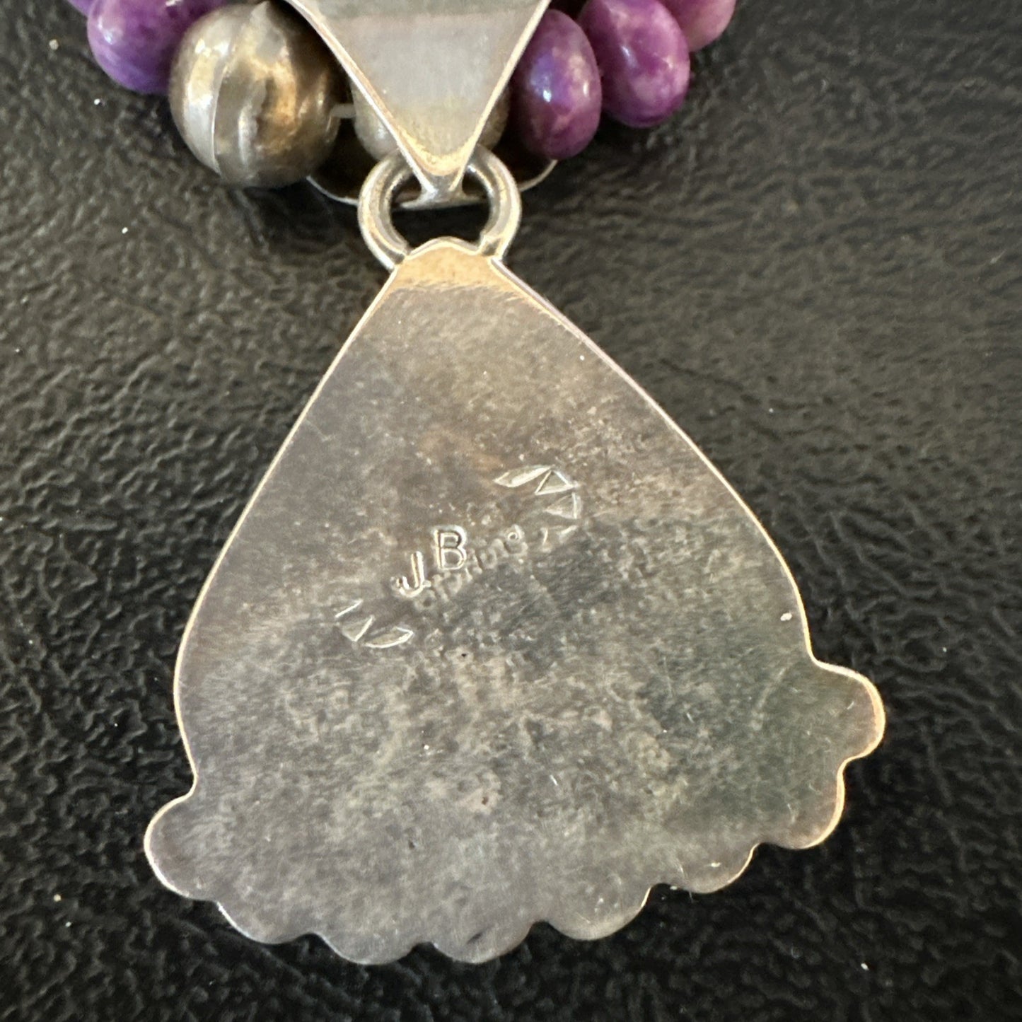Purple Stone Spiny Oyster Sterling Silver Necklace Earrings 20” 19088 J B