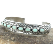 White Opal Navajo Cuff Bracelet | Sterling Silver | Authentic Native American Handmade | 4734