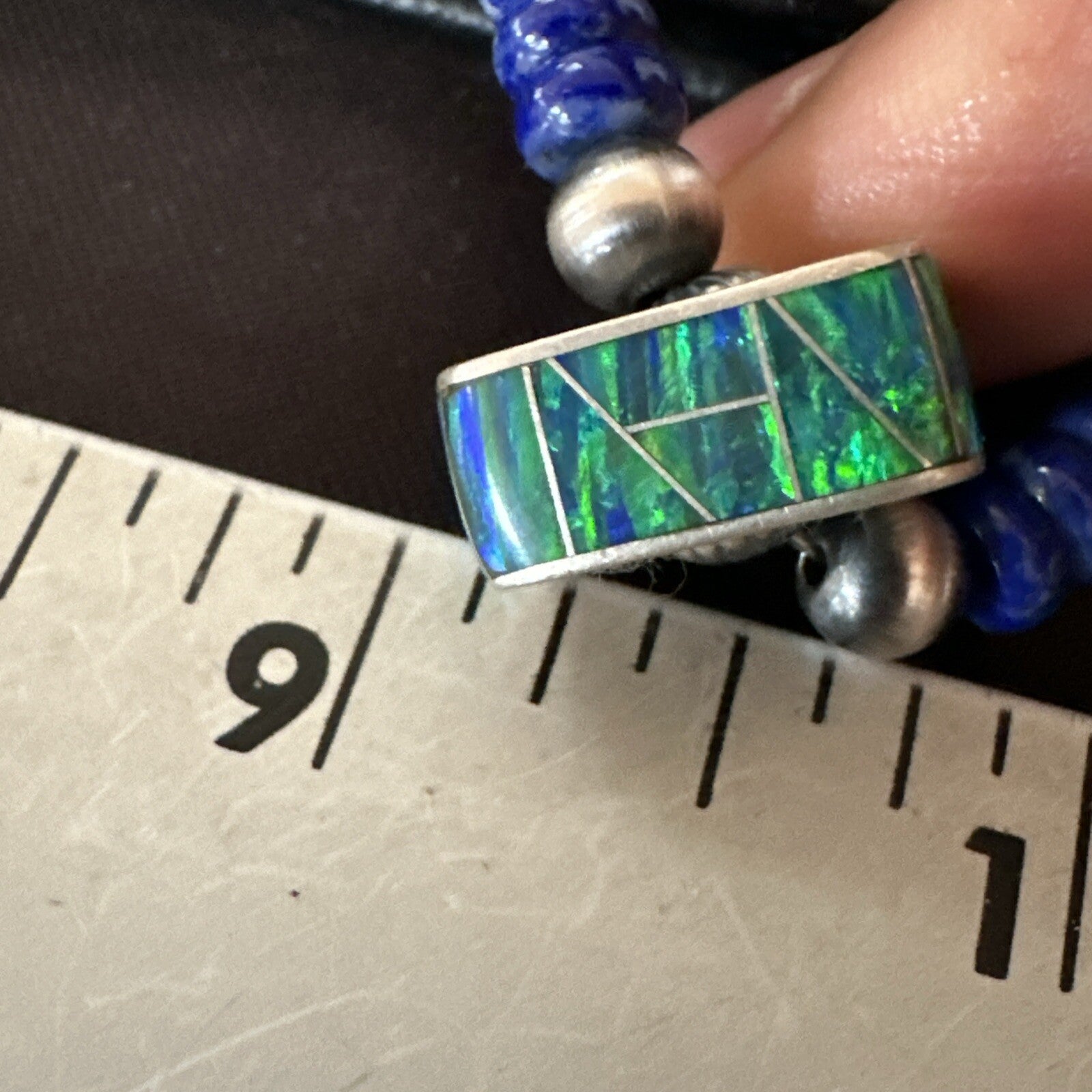 Mens Blue Turquoise Lapis Opal Pendant Navajo Sterling Silver Necklace 20" 17897