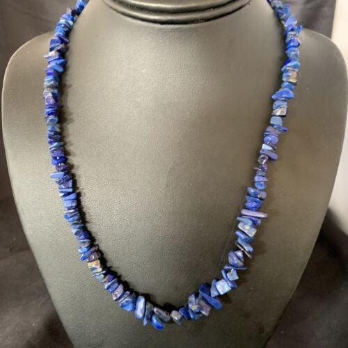 Navajo Lapis Turquoise Coral Beaded Necklace Sterling Silver 7" 13117