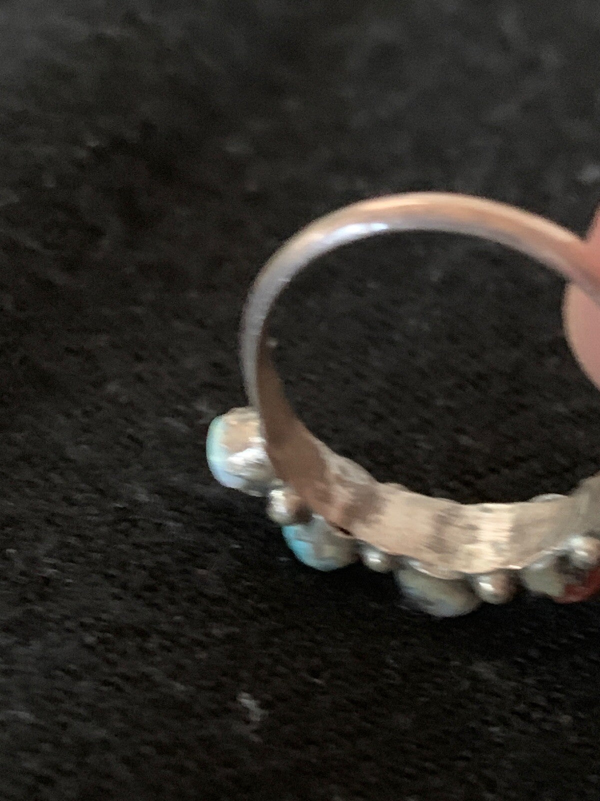 Opal Coral & Turquoise Zuni Sterling Silver Ring Size 6.5 8838