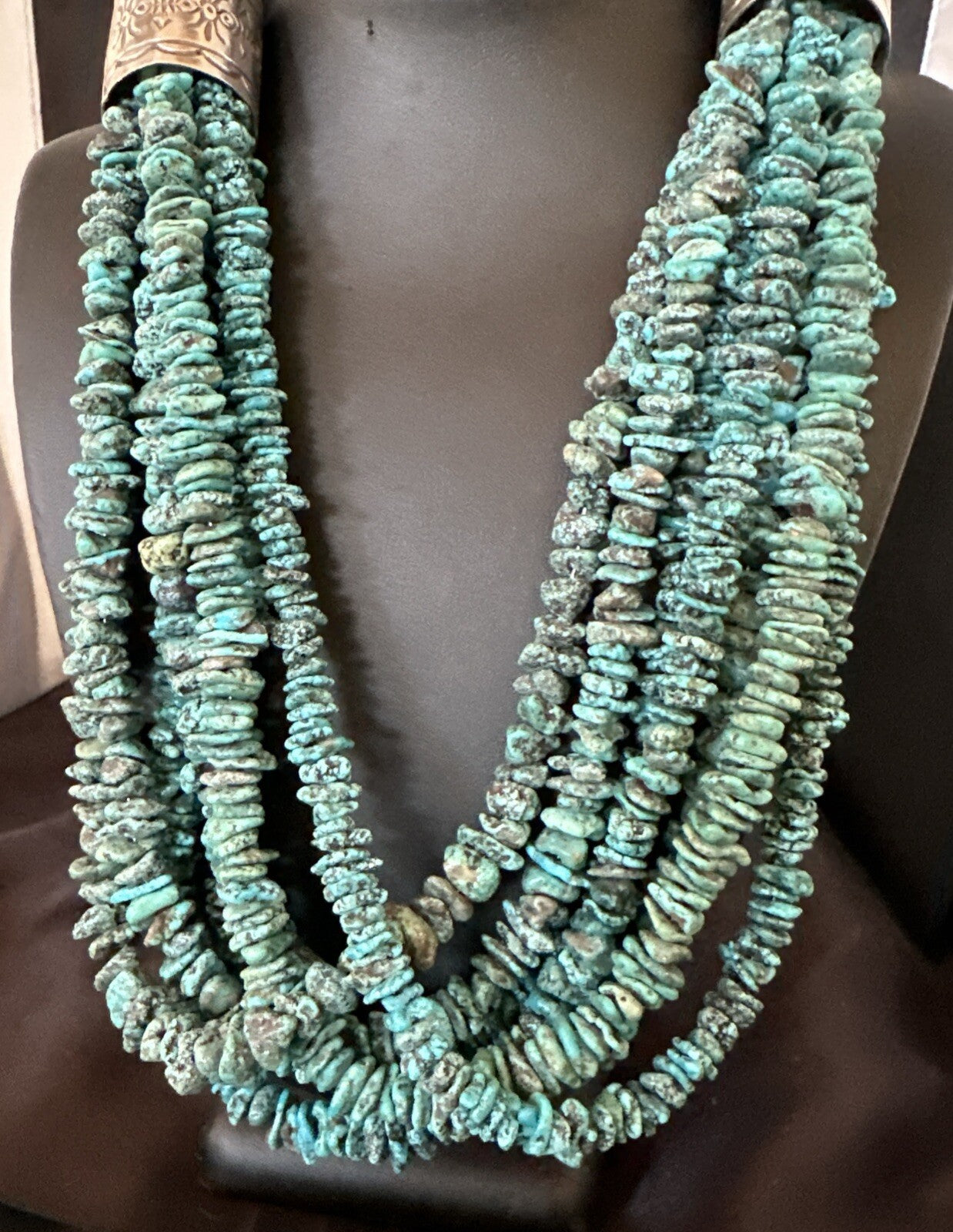 XL Navajo Blue Kingman Turquoise Sterling Silver 7S Turquoise Necklace 23” 18664