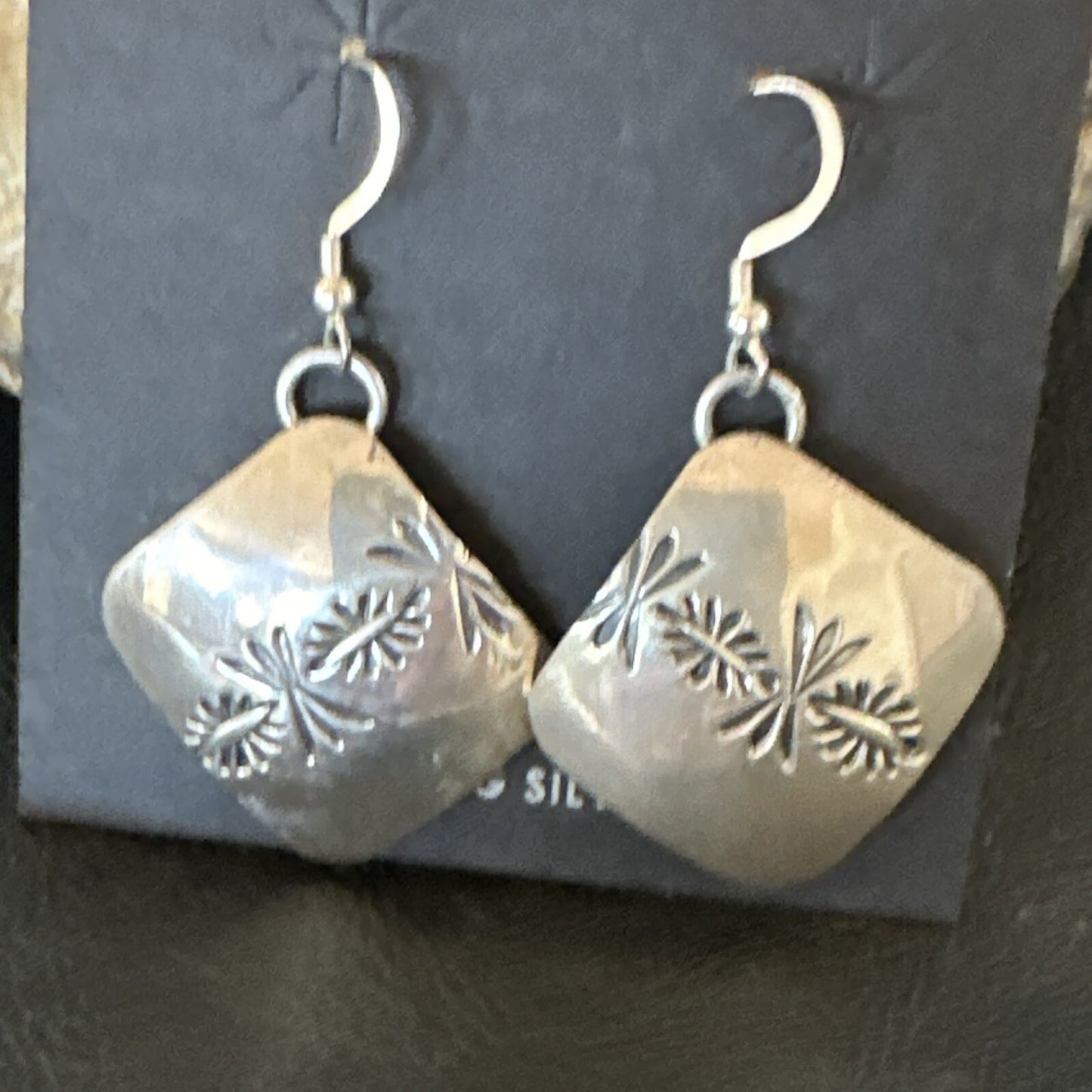 Native American Indian Navajo Stamped Sterling Silver Earrings Set 4754