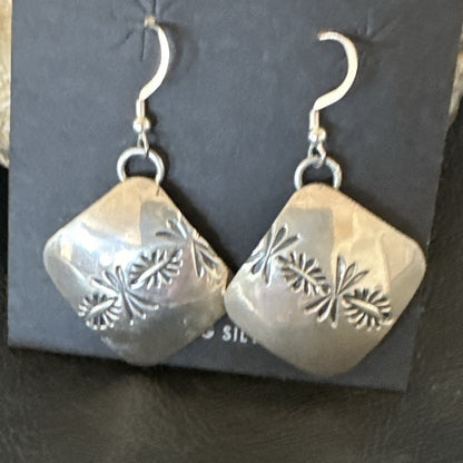 Native American Indian Navajo Stamped Sterling Silver Earrings Set 4754