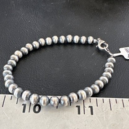 Native American Navajo 5mm Beads 7” Sterling Silver Bracelet 99957