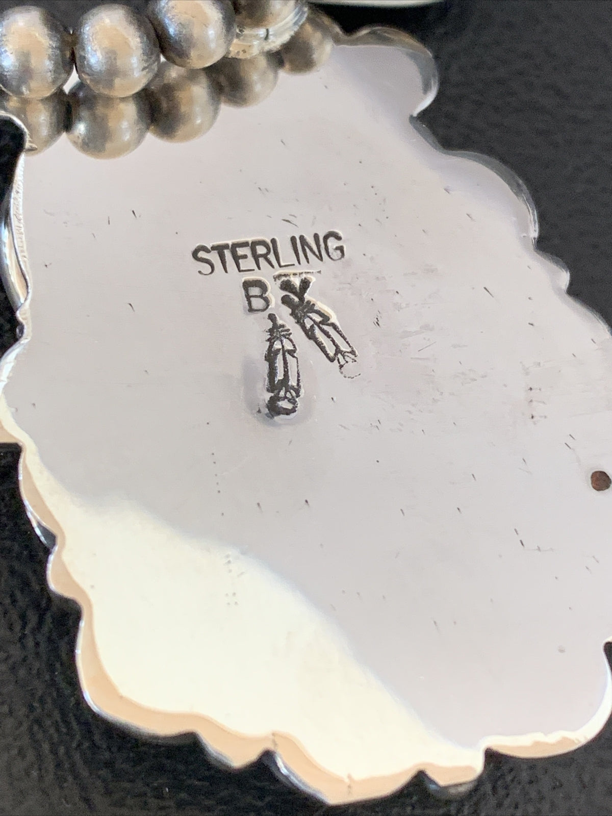 White Buffalo Turquoise Pendant Navajo Pearls Sterling Silver Necklace 10945