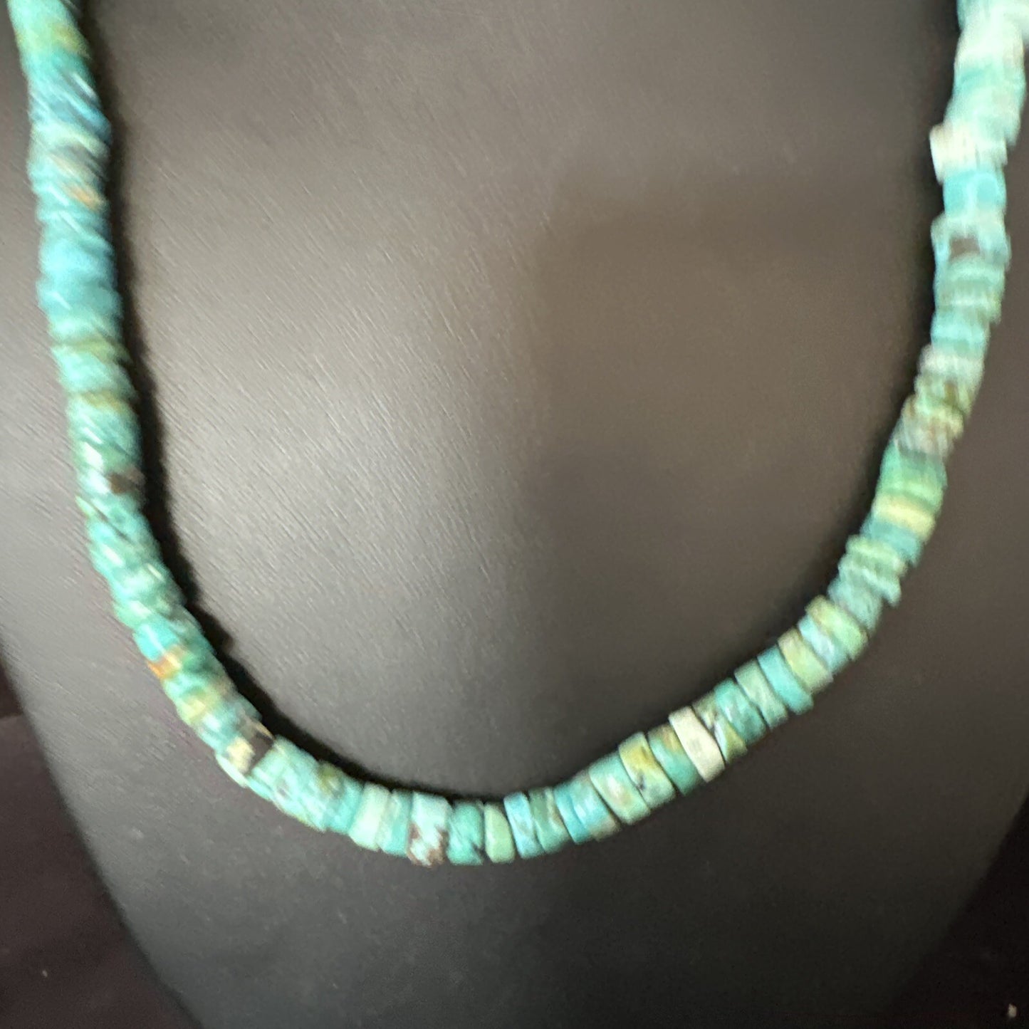 Blue Turquoise 20” Heishi Sterling Silver Bead Necklace 15165