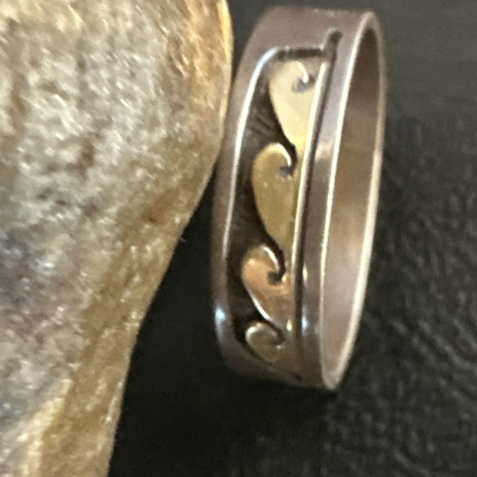 Mens Wedding Band Navajo Stamped 14K Gold Sterling Silver Ring Sz 12 17968