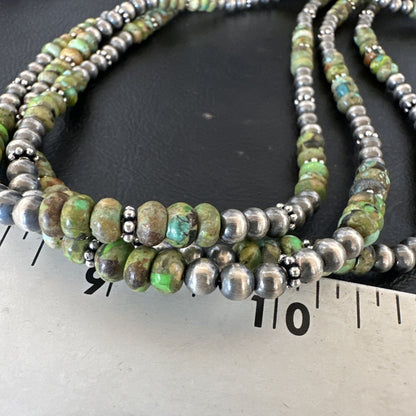Navajo Pearls Green Gaspeite Turquoise Sterling Necklace 3S 03091