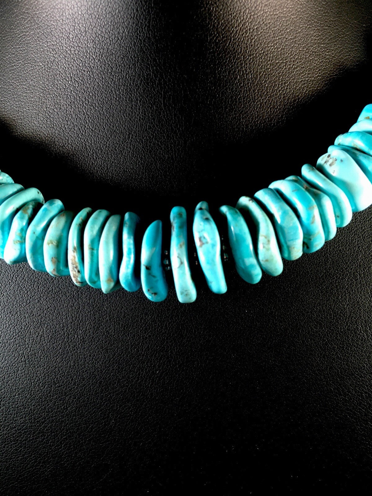 Native American Navajo Blue Turquoise Sterling Silver Necklace 21" 10078
