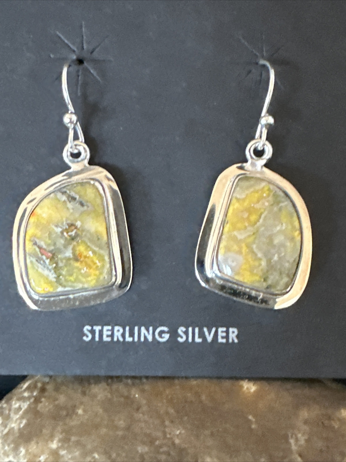 Womens Bumblebee Jasper Navajo Sterling Silver Earrings 15833