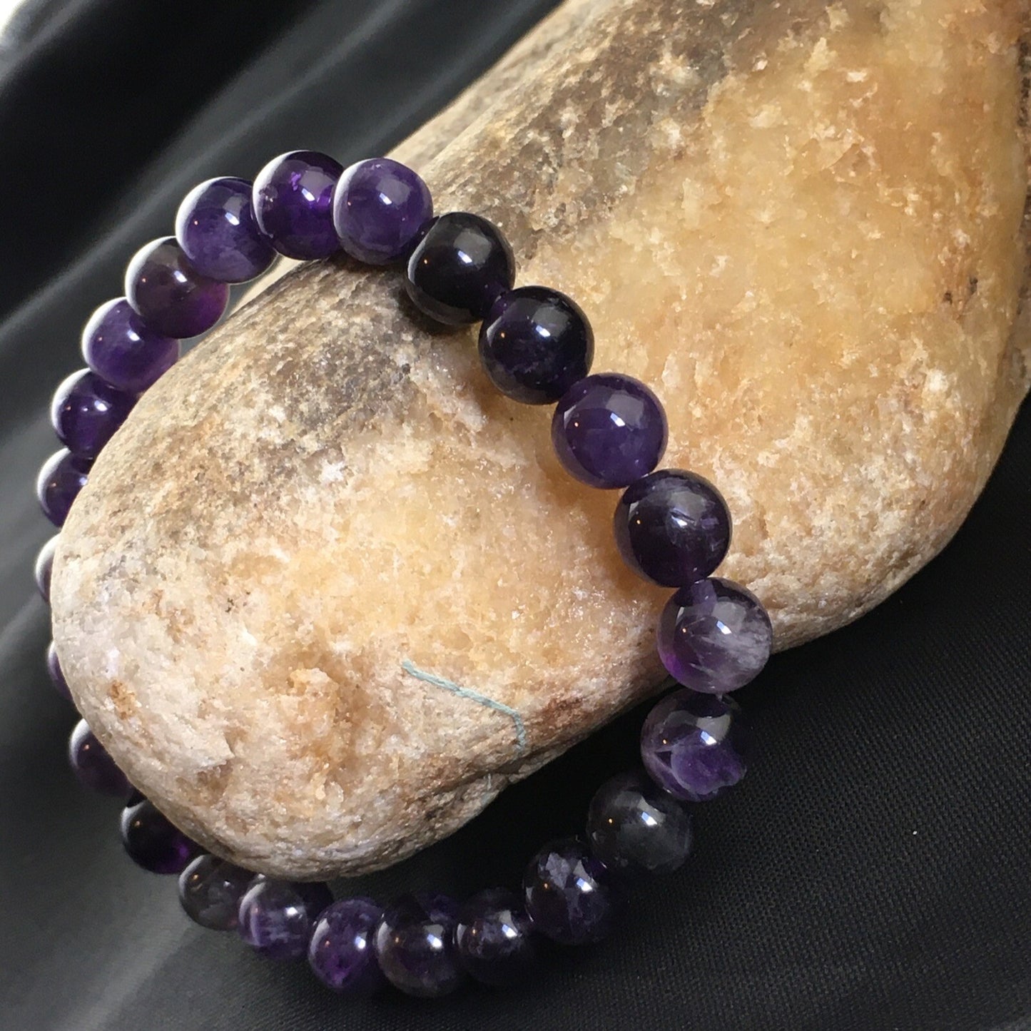 Purple Amethyst Navajo Stretch Elastic Bracelet 6.5" 02002