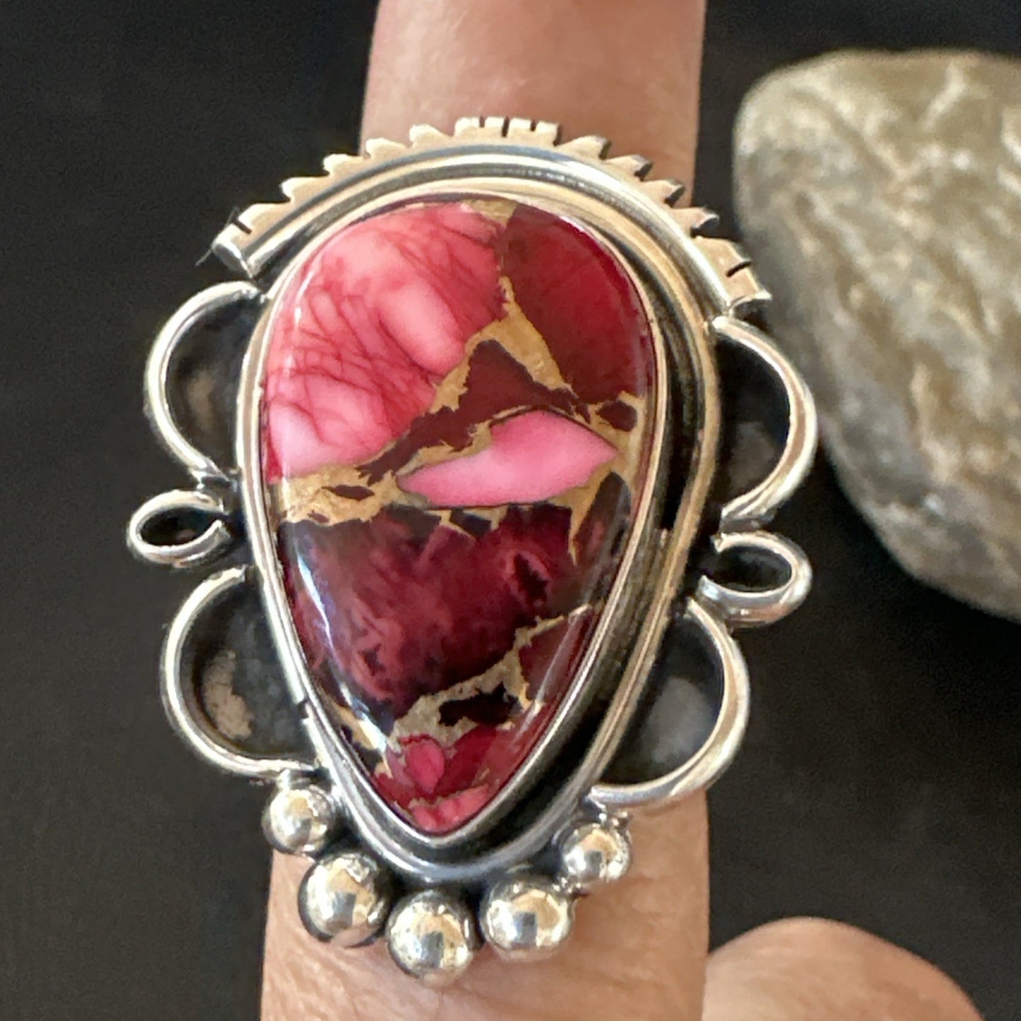 Purple Spiny Oyster Navajo Sterling Silver Native American Ring Size 6.5 19629