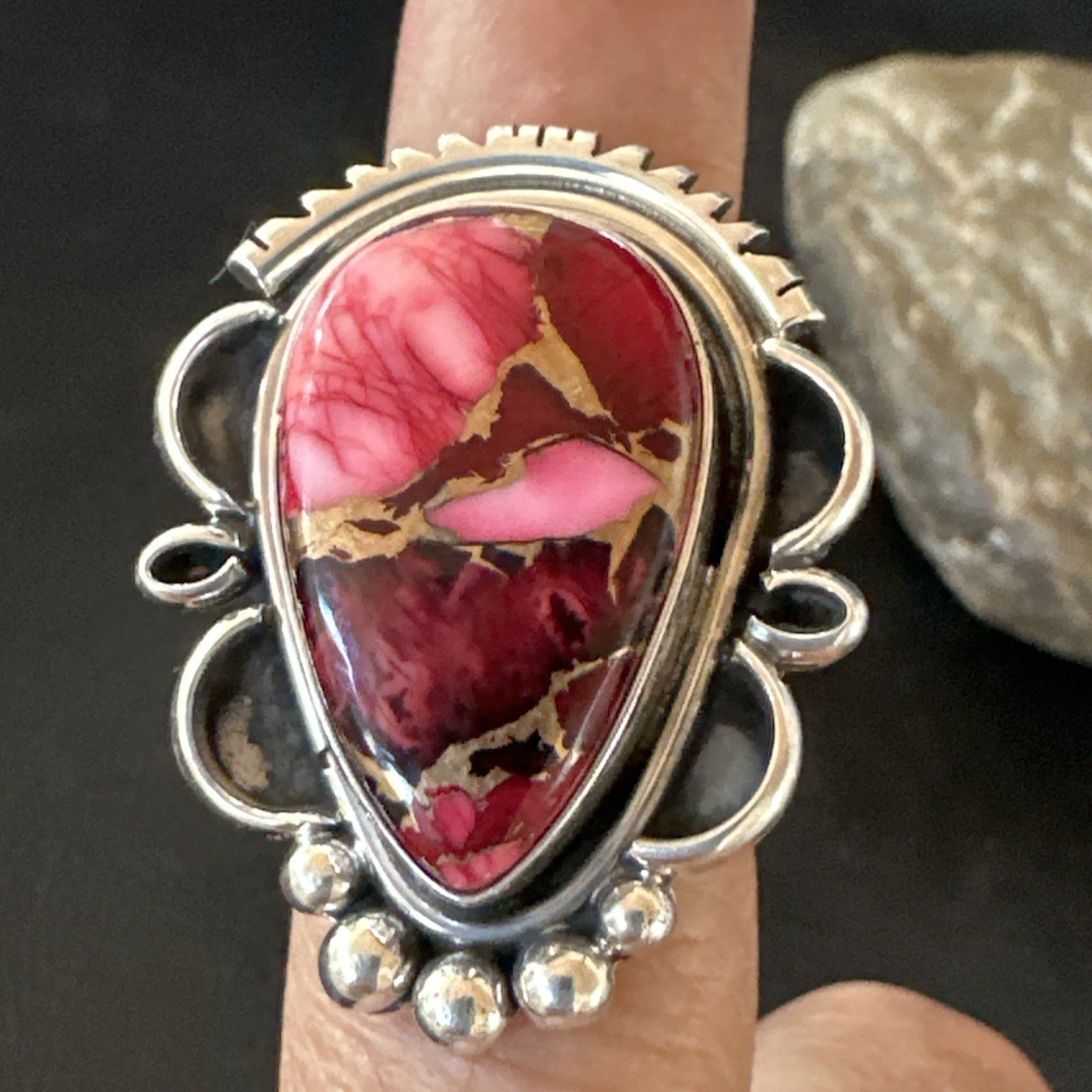 Purple Spiny Oyster Navajo Sterling Silver Native American Ring Size 6.5 19629