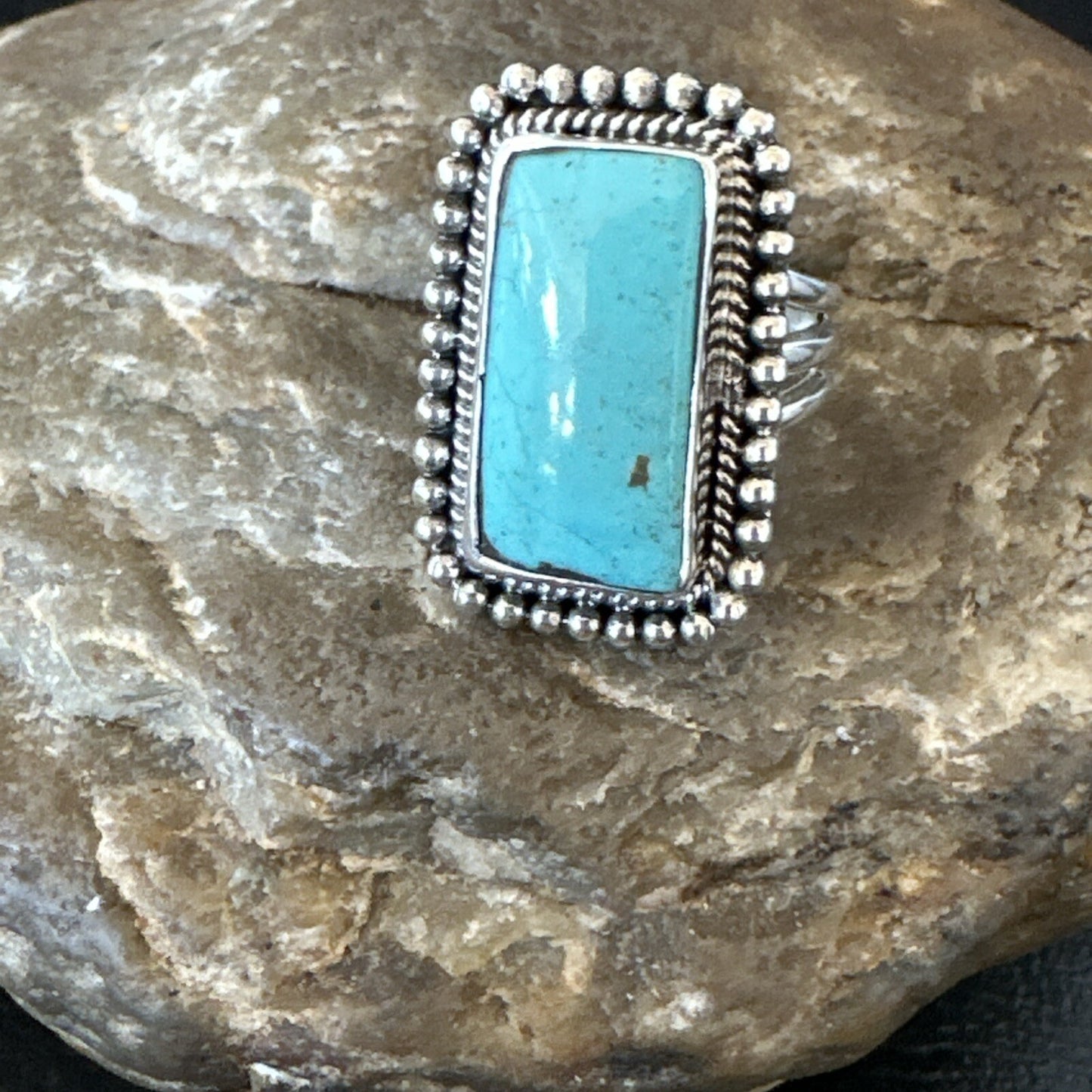 Blue Turquoise #8 Navajo Sterling Silver  Ring Size 6 18827