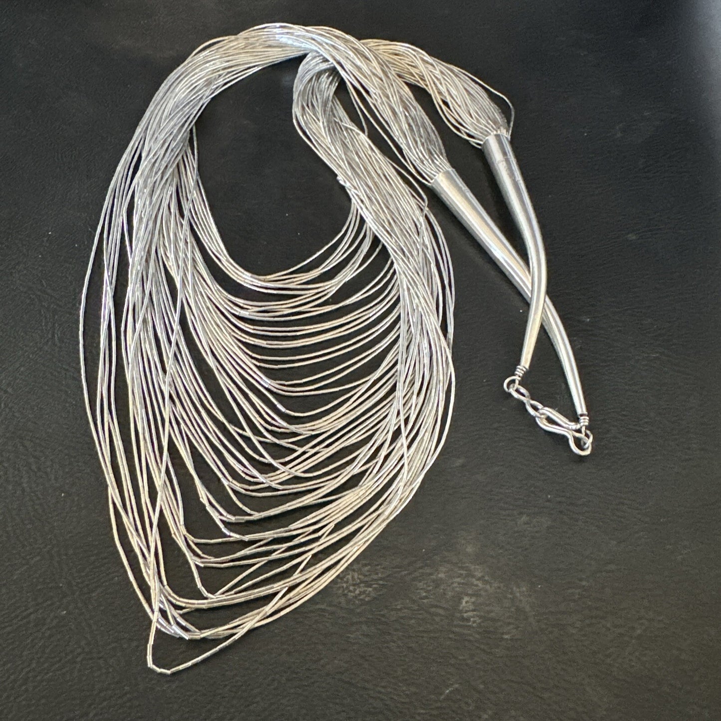 Statement Graduated Bib Heishi Liquid Sterling Silver 49S Necklace 28” 17768
