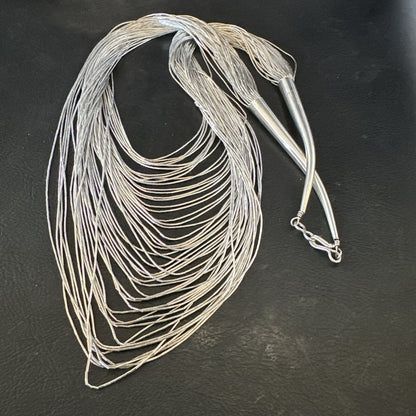 Statement Graduated Bib Heishi Liquid Sterling Silver 49S Necklace 28” 17768