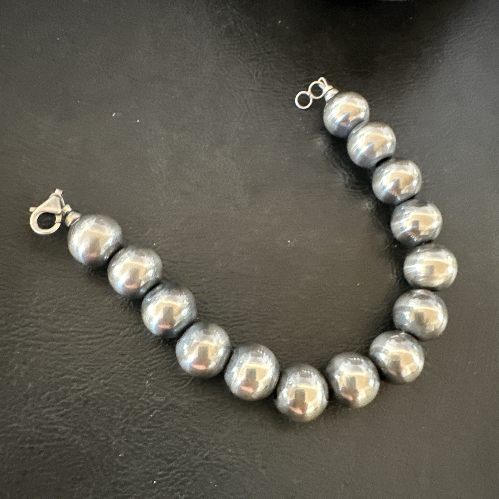 12mm Round Beads 7” Sterling Silver Beads Bracelet 91207