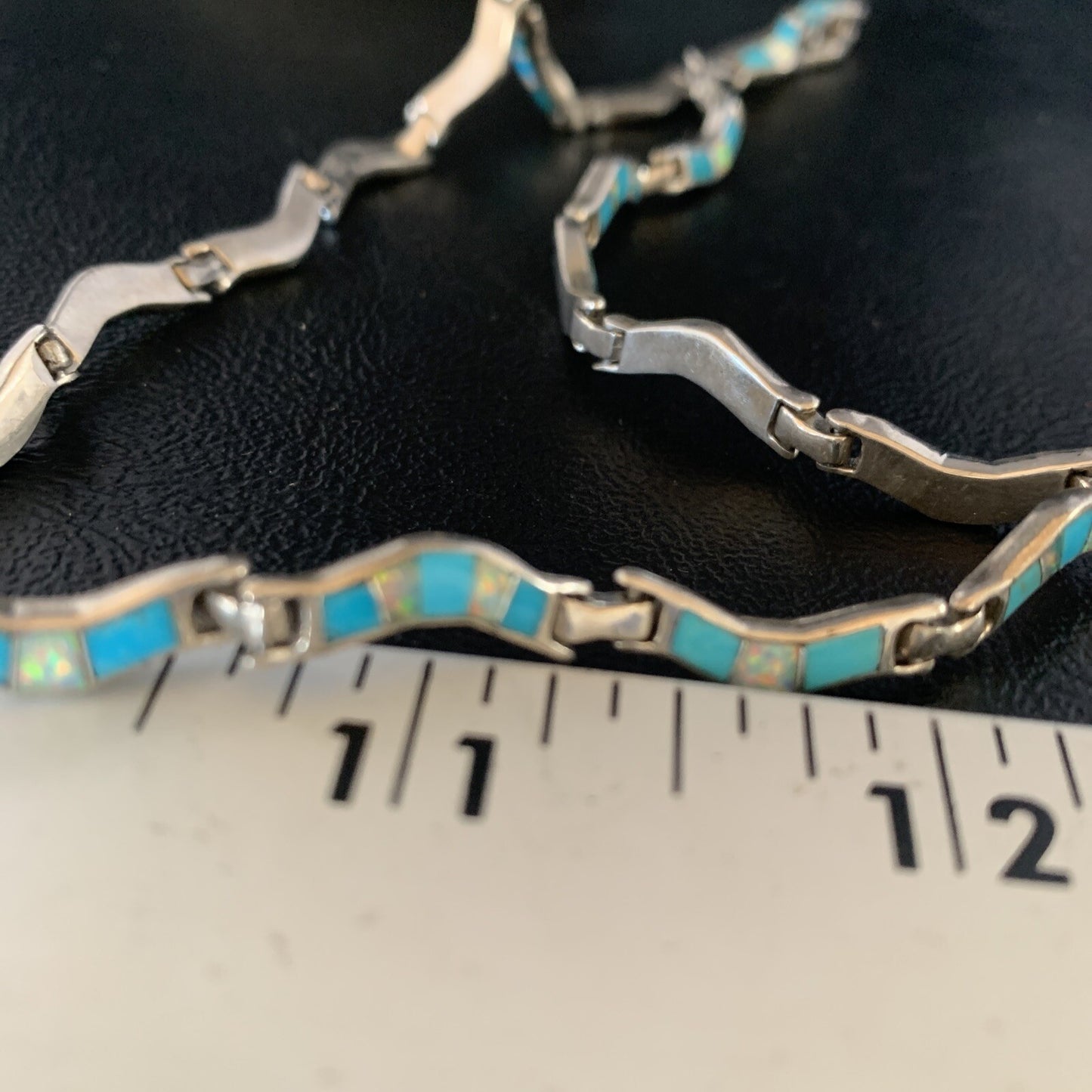 Blue Kingman Sterling Silver Necklace Turquoise Opal Inlay Pendant 16" 13590