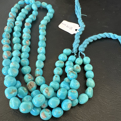 Sleeping Beauty Turquoise 2S Beads Navajo Sterling Silver Necklace 18137