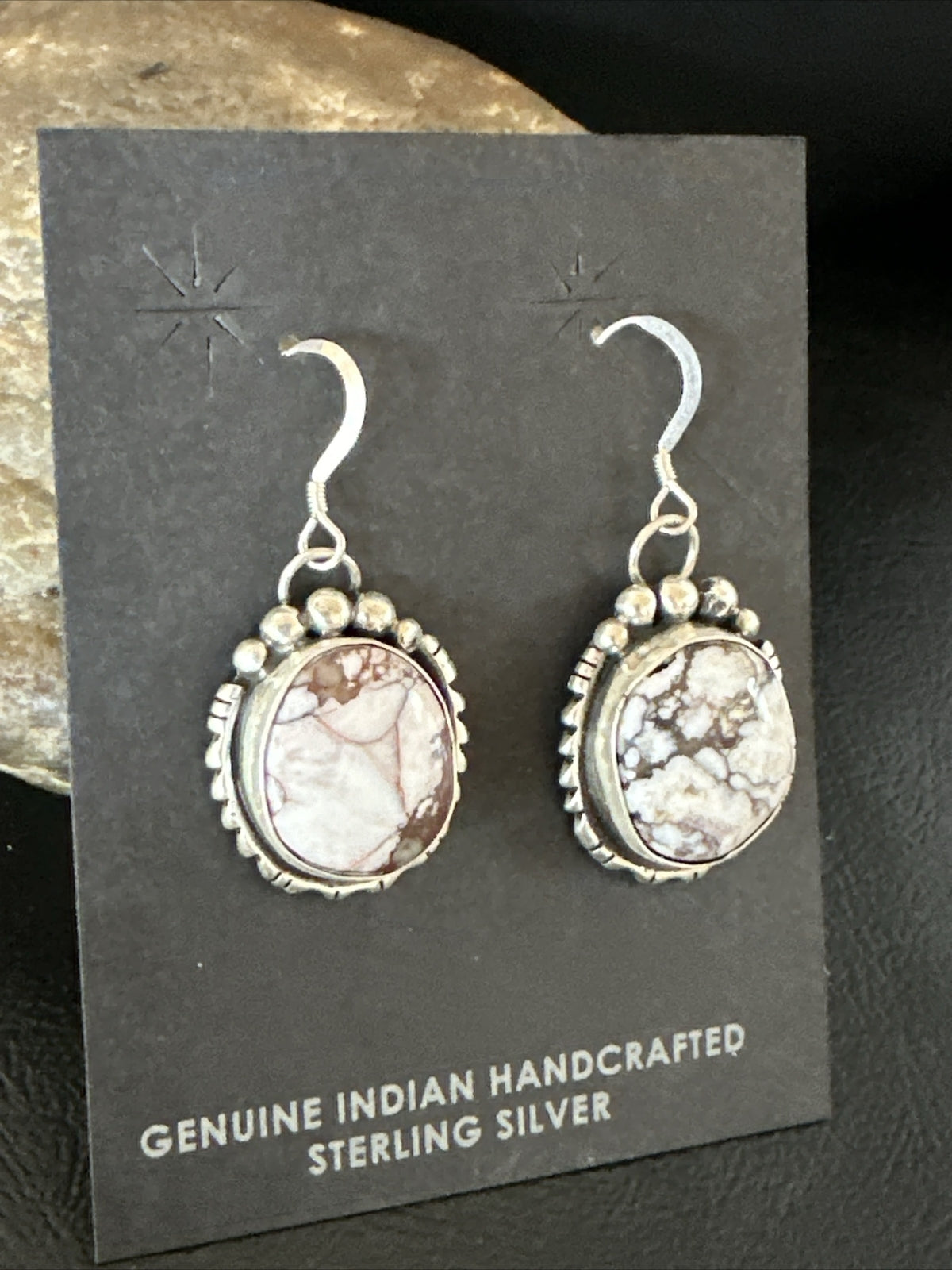 Womens Wild Horse Turquoise Navajo Sterling Silver Dangle Earrings 17706
