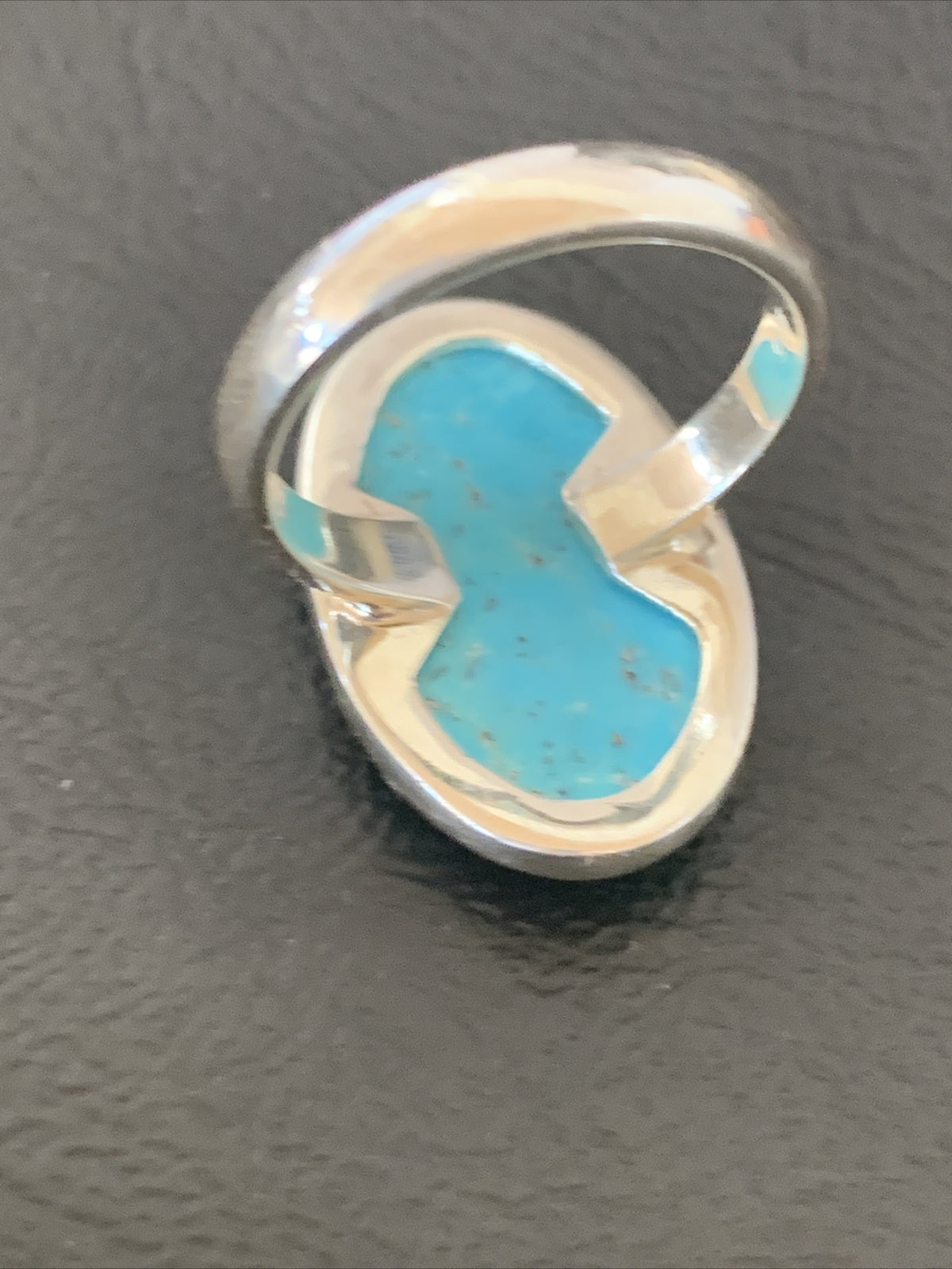 Womens Blue Kingman Turquoise Navajo Sterling Silver Ring Size 7.5 11616