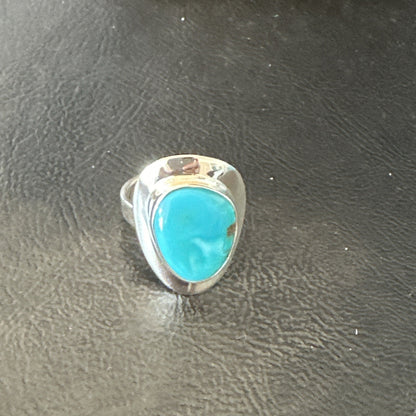 Southwestern Sterling Silver Blue Kingman Turquoise Ring Size 8 18516