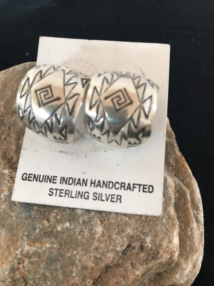 Navajo Sterling Silver Hand Stamped Handcrafted Post Earrings