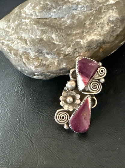 Cluster Purple Spiny Oyster Navajo Sterling Silver Ring Sz 7.5 19764