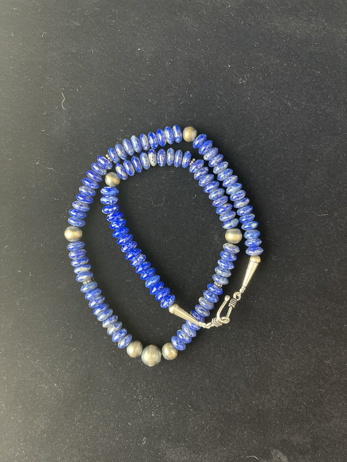 Mens Lapis Lazuli Navajo Pearls Sterling Silver Necklace 18” 1757