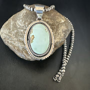 Men's Women Navajo Green Turquoise Necklace Pendant | Sterling Silver | Authentic Native American Handmade | 18195