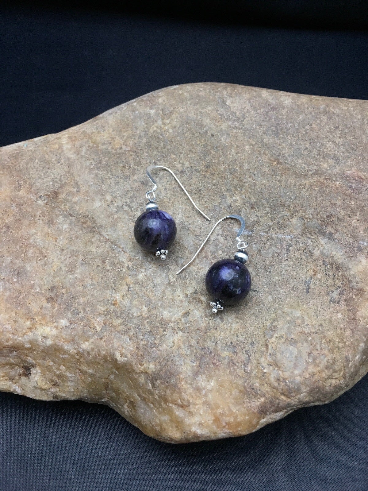 Denim Lapis Chunky Southwestern Sterling Silver Dangle Earrings 02804