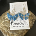 Butterfly Blue Denim Lapis Opal Inlay Dangle Earrings | Sterling Silver | Authentic Native American Handmade | 19138