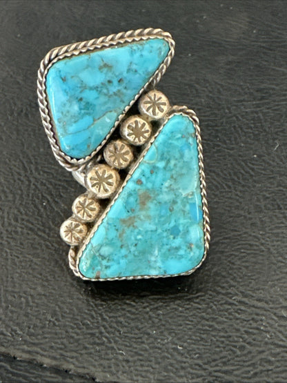 Navajo Blue Turquoise Ring MultiStone Cluster Sz 8 19802