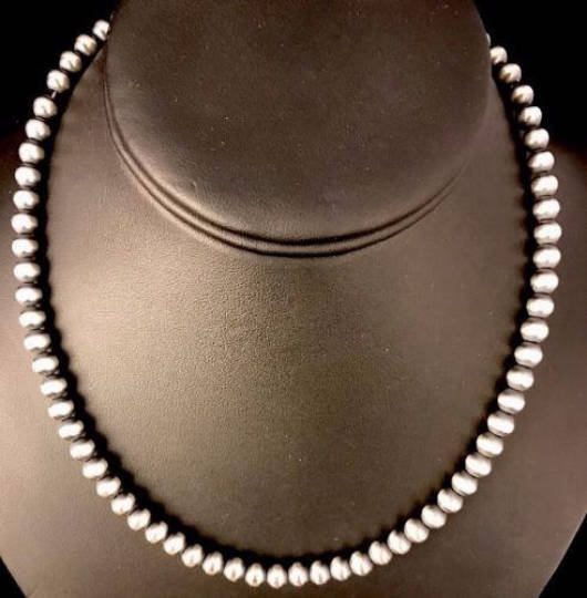 Navajo Pearls 4mm Sterling Silver Bead Necklace 16" - 32" 10032