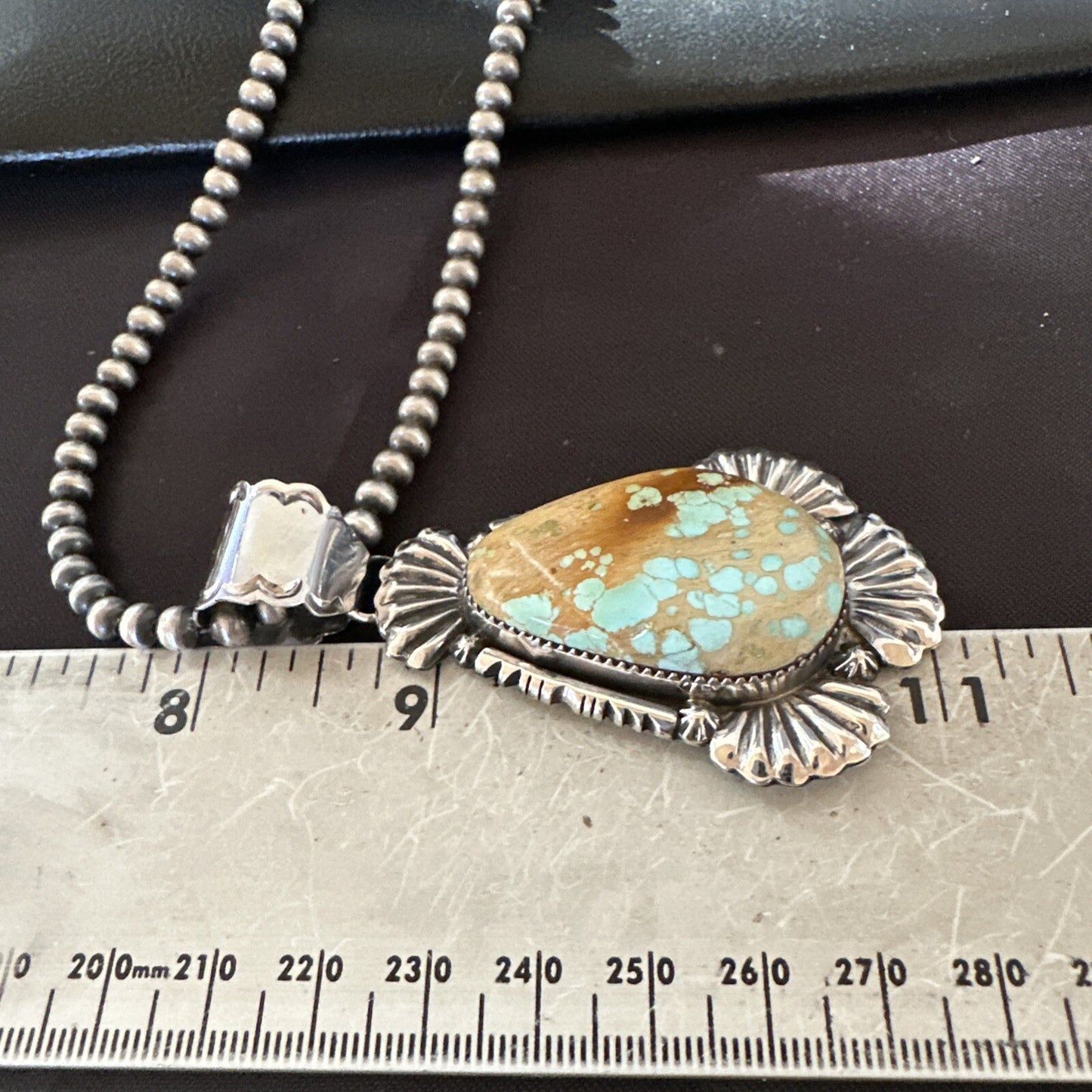 XL WoMens Royston Turquoise Pendant Navajo Pearls Sterling Silver Necklace 18748