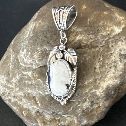 AS IS NO RETURNS White Buffalo Turquoise Pendant Navajo Sterling Silver 17743